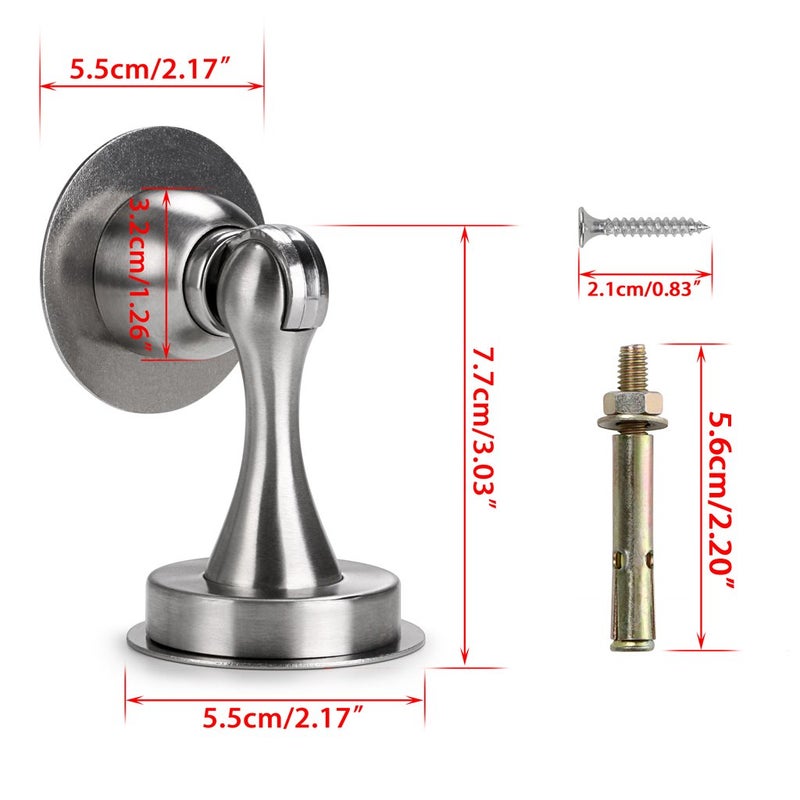 Sumnacon Magnetic Door Stopper, Heavy Duty Stainless Steel Door Stop Holder Come with 3M Double-Sided Adhesive Tape & Hardware Screws,Install with Adhesive Tape Or Screws On Floor Wall (Silver) - Image 5